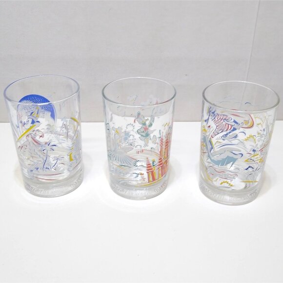 Walt Disney World Remember The Magic 25th Anniversary McDonalds Glasses Set of 3 - Picture 2 of 11
